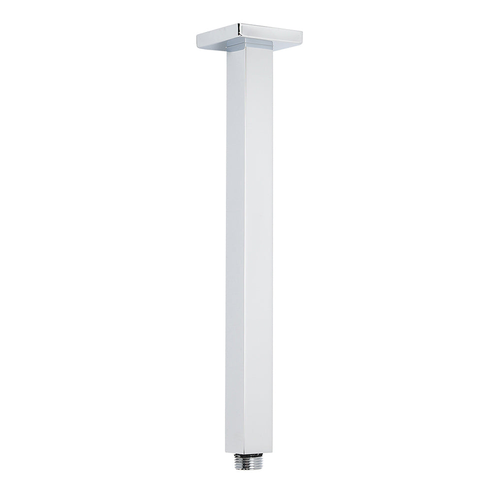 WELS 16" Rainfall Shower Head 300mm Ceiling Dropper Extension Arm Chrome Square Set