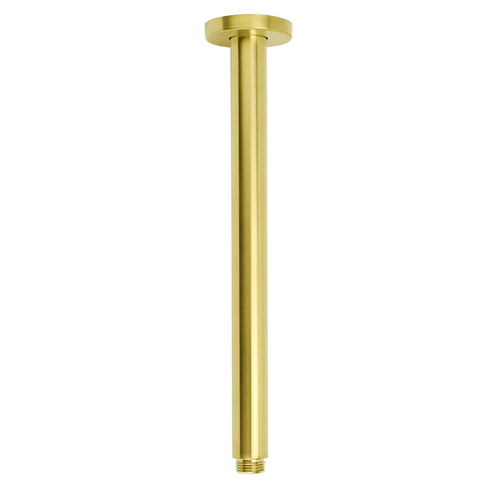 WELS 16" Round Stainless Steel Shower Head Extension Ceiling Arm Set Brushed Gold