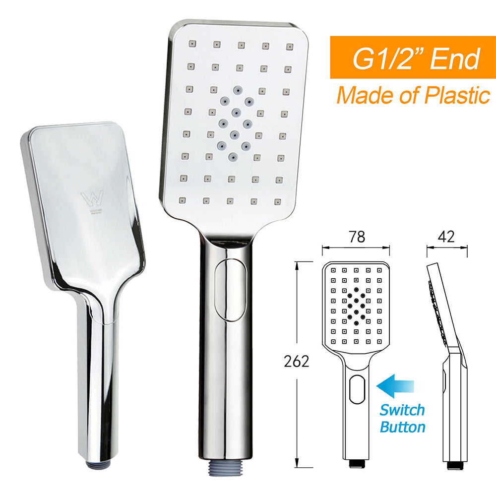 WELS Dual 10" Square Rain Shower Head Handheld Spray Diverter Wall Arm Set