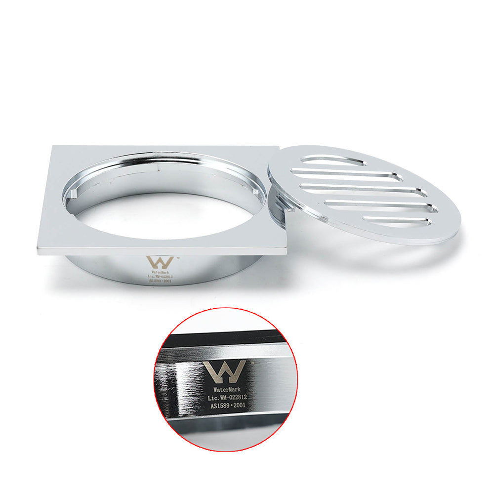 Watermark Stainless Steel 85x85mm Small Square Shower Grate Floor Drain 72mm Outlet