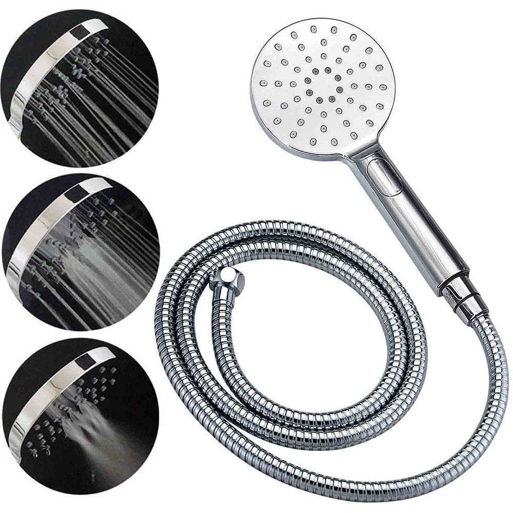 Chrome Round 8" Rainfall Shower Head 3 Modes Handheld Rose Silde Rail Twin Set