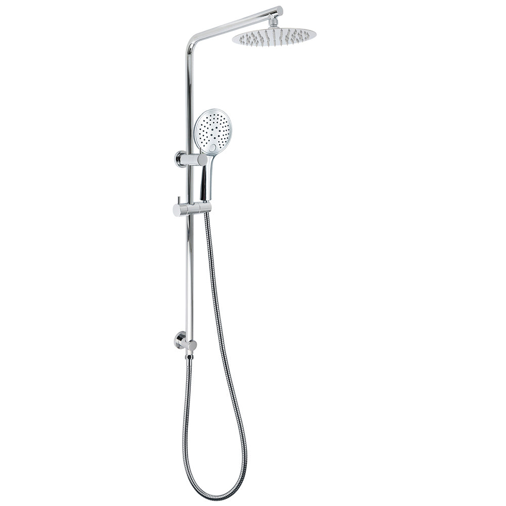 Chrome Double Square 8" Shower Head Set 3 Function Handheld Rail Diverter Arm
