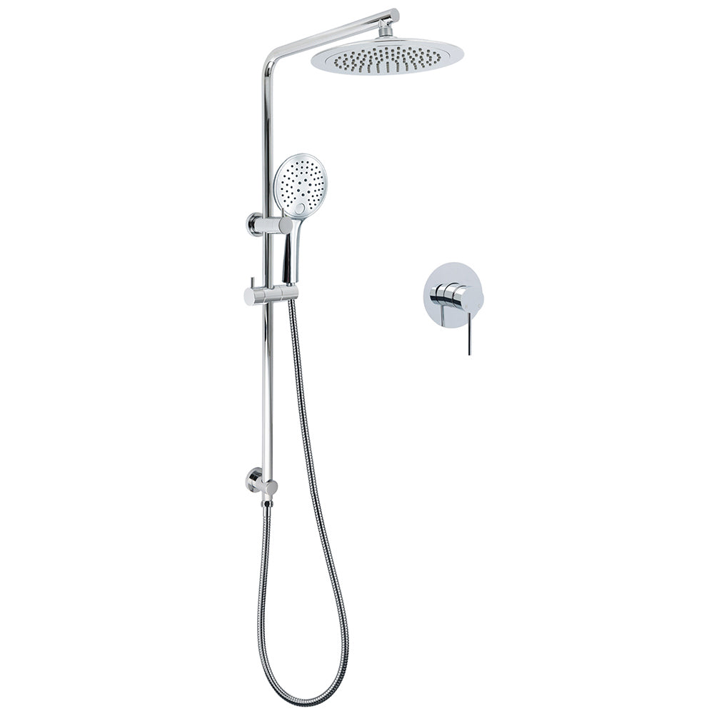 Chrome 9" Plastic Rain Shower Head 3 Modes Handheld Rose Slide Rail Diverter Mixer Set