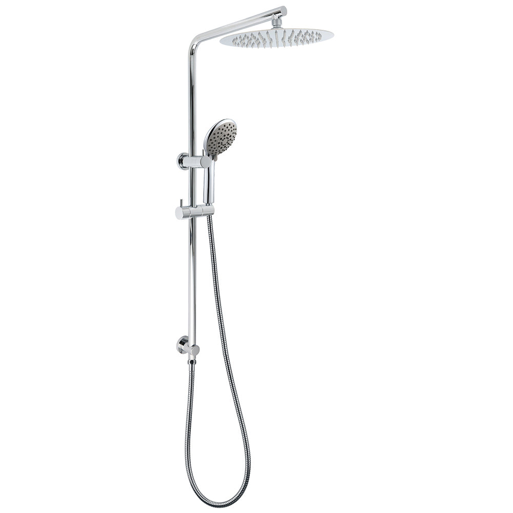 WELS Chrome Dual 10" Slim Rain Shower 5 Modes Handset Mixer Valve Sliding Rail + Single Mixer