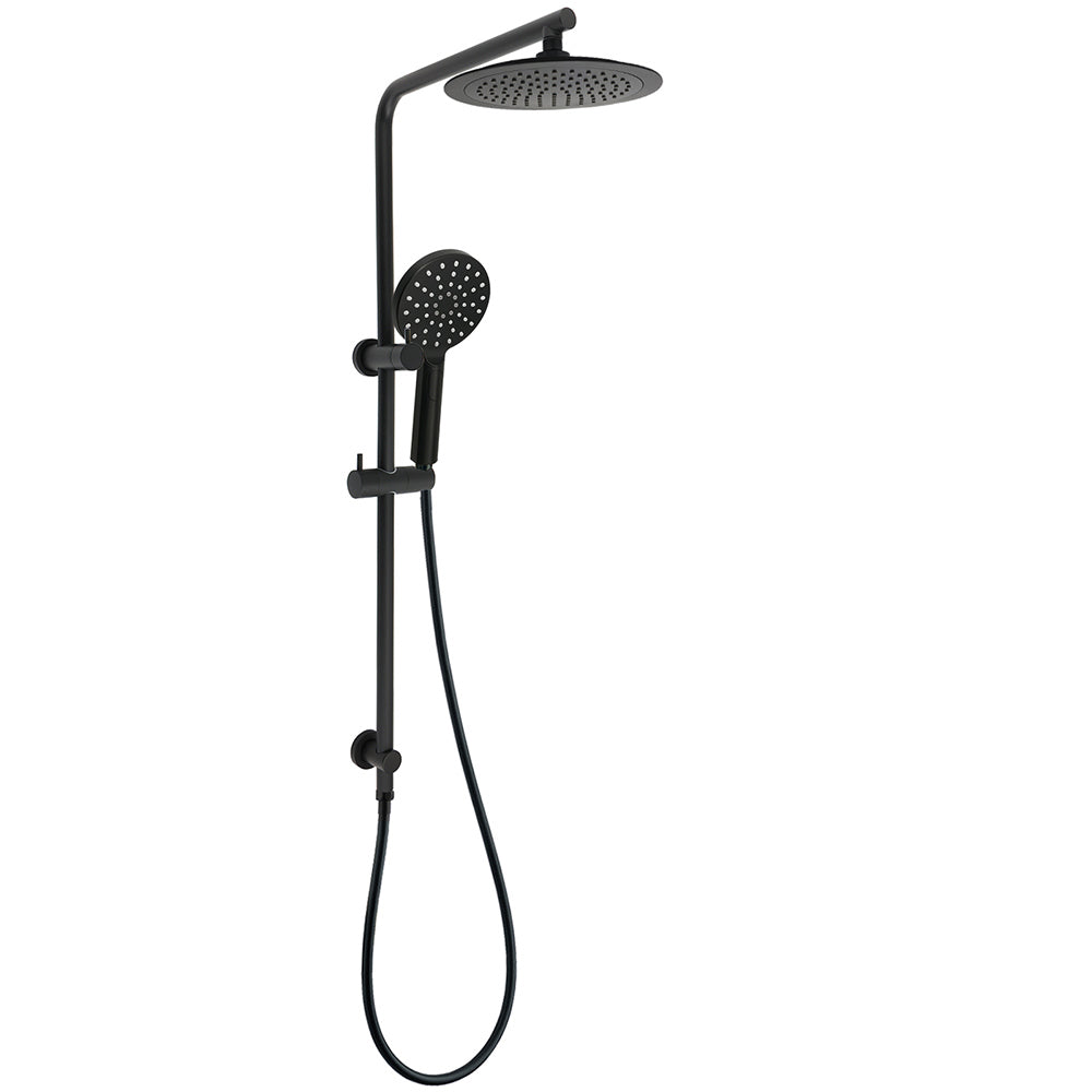 Matt Black 2in1 Round 9" Rainfall Shower Head &amp; 3 Modes Handheld Silde Rail Set