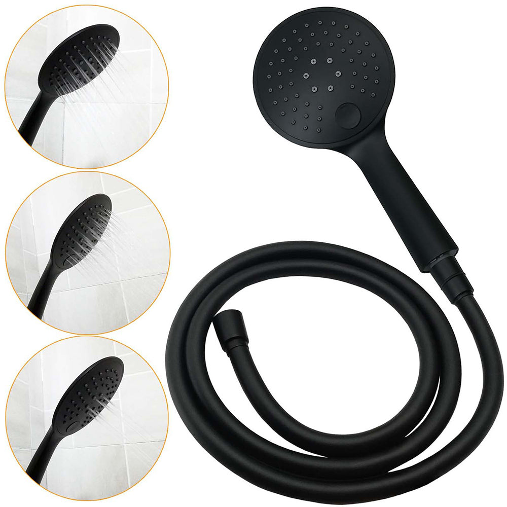 Matt Black Twin 10" Shower Head 3 Modes Handheld 2in1 Wall Rail Arm Round Taps