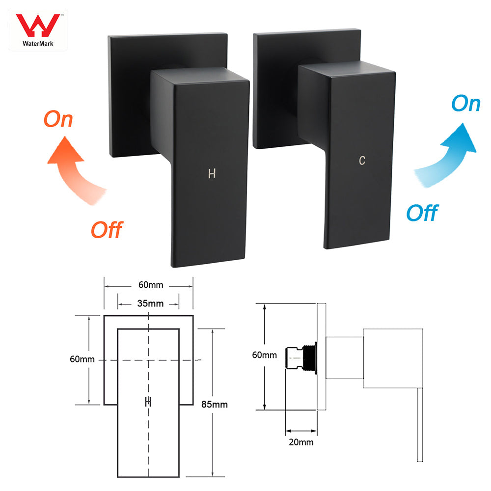 WELS Matt Black 2in1 Shower Set 10" Square Rain Head Handheld Silde Rail Arm Twin Taps