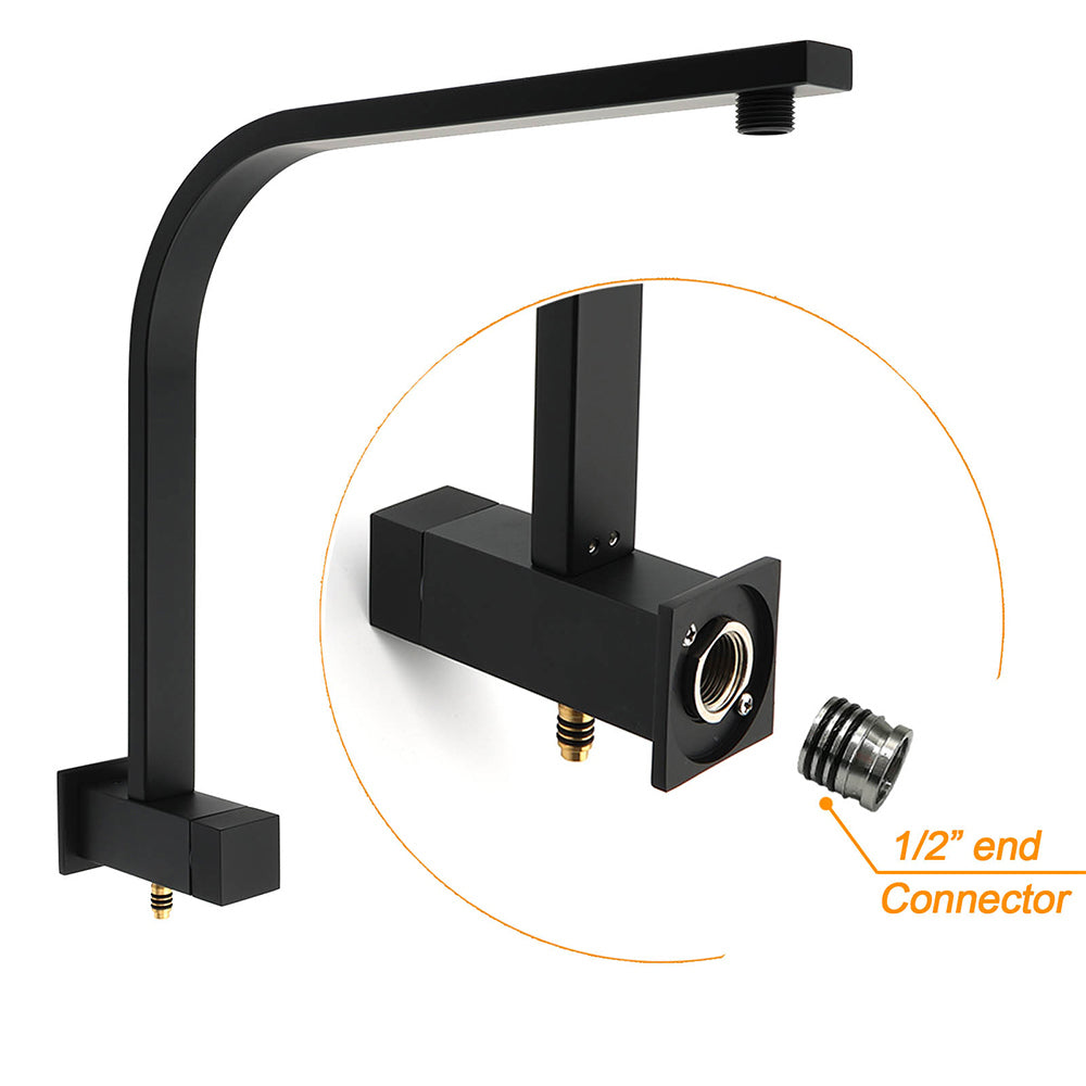 Dual Shower Set Matt Black 12" Rainfall Head 3 Modes Handheld Silding Rail Combo Double Taps