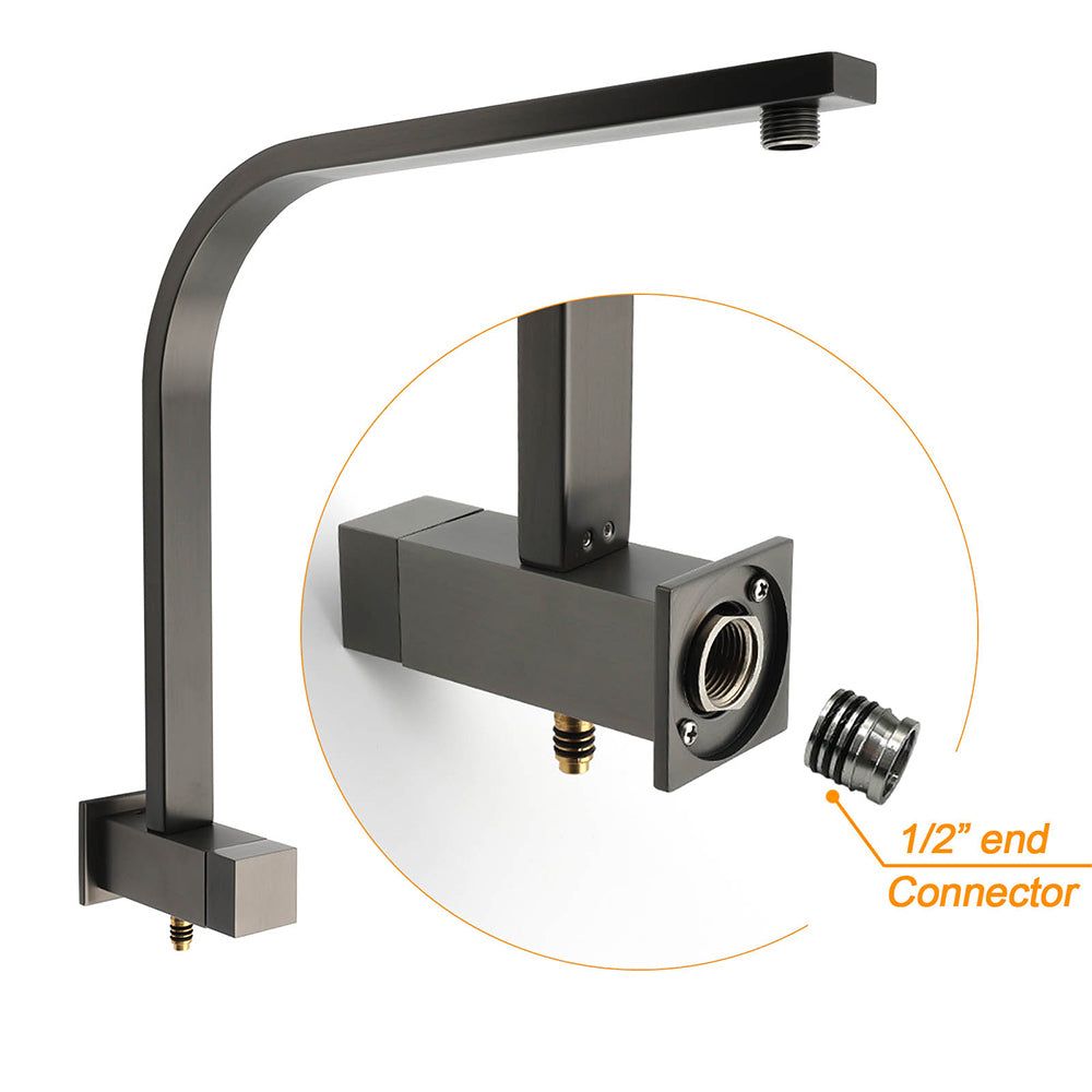 WELS Gun Metal Double Square Shower Head Set 12" Rain Handheld Sliding Rail 2 Way Switch