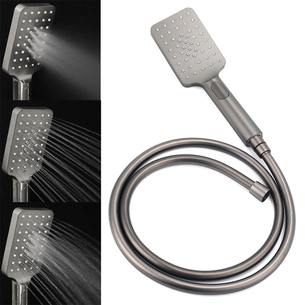 WELS Gun Metal Twin Shower Head Square Set 12" Rain Handheld Sliding Rail Diverter Wall Mixer