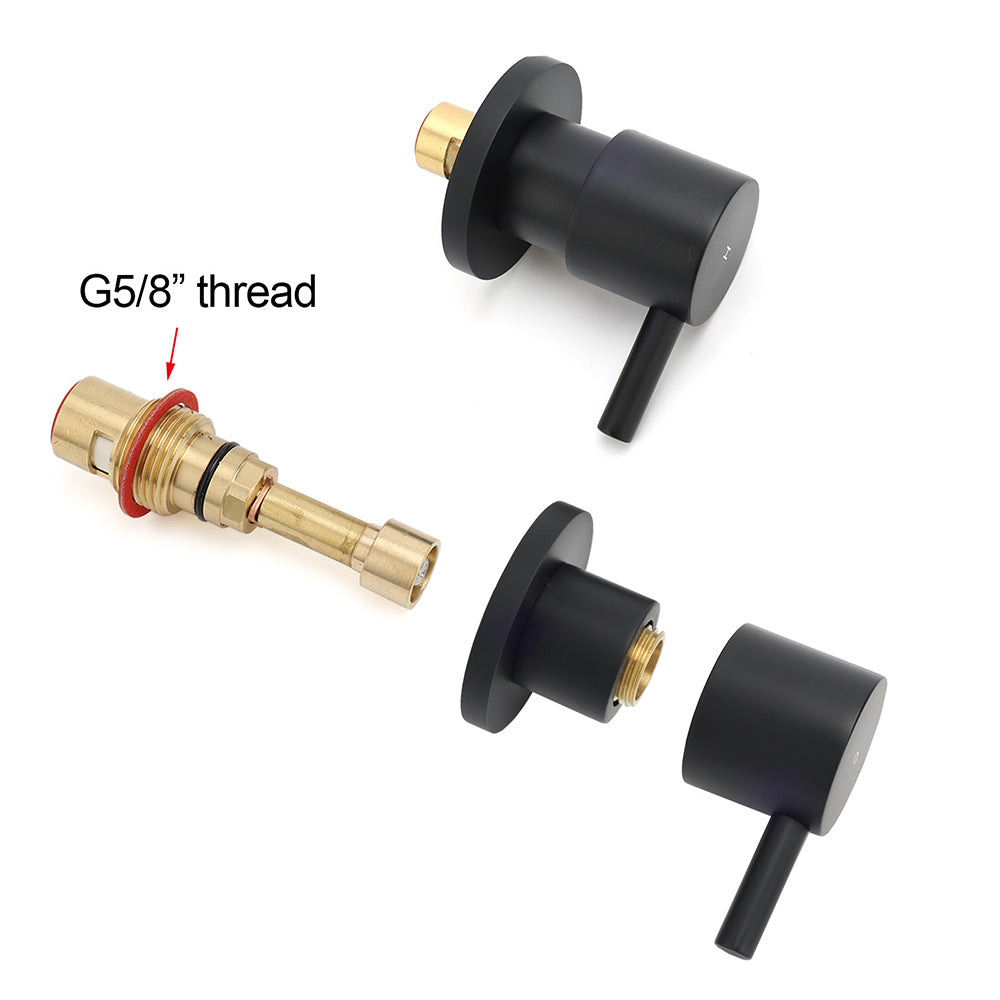 Watermark Black 1/4 Turn Twin Shower Taps Hot Cold Round Set Bath Vanity Mixer