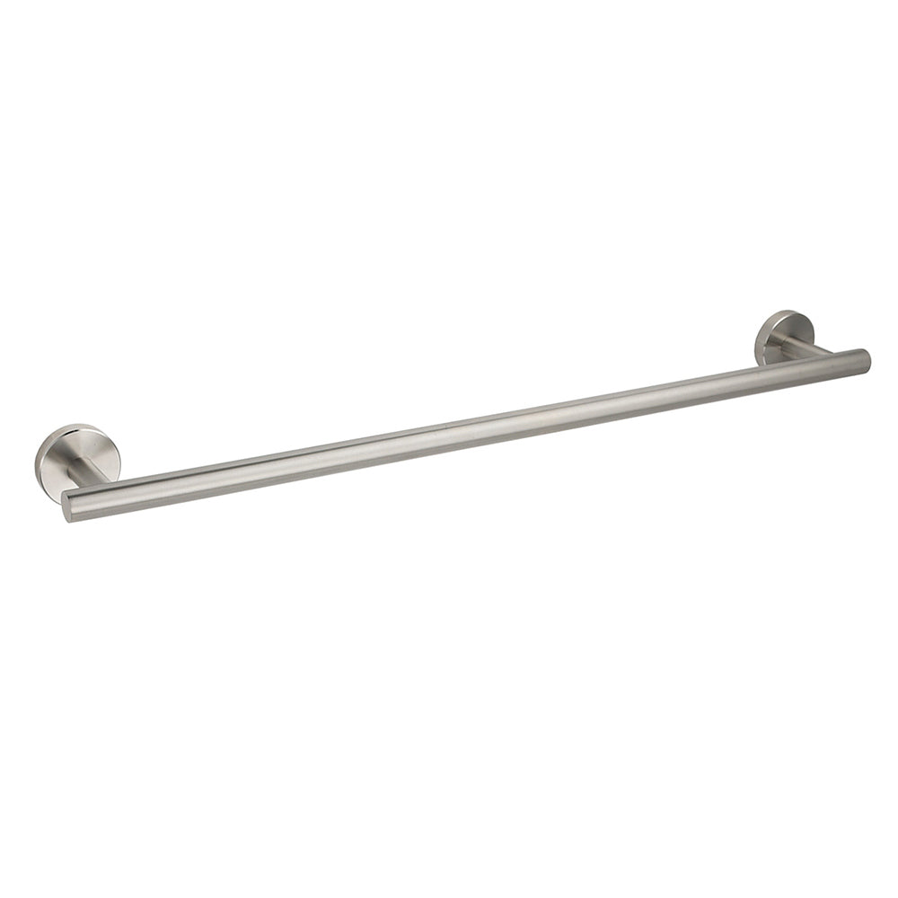 Brushed Nickel 600mm Single Towel Rack Rail Holder Round Hanger Bar Wall Mounted