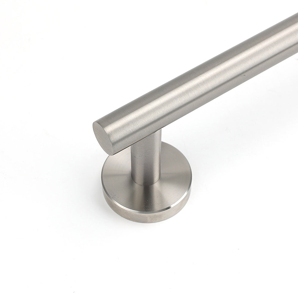 Brushed Nickel 600mm Single Towel Rack Rail Holder Round Hanger Bar Wall Mounted
