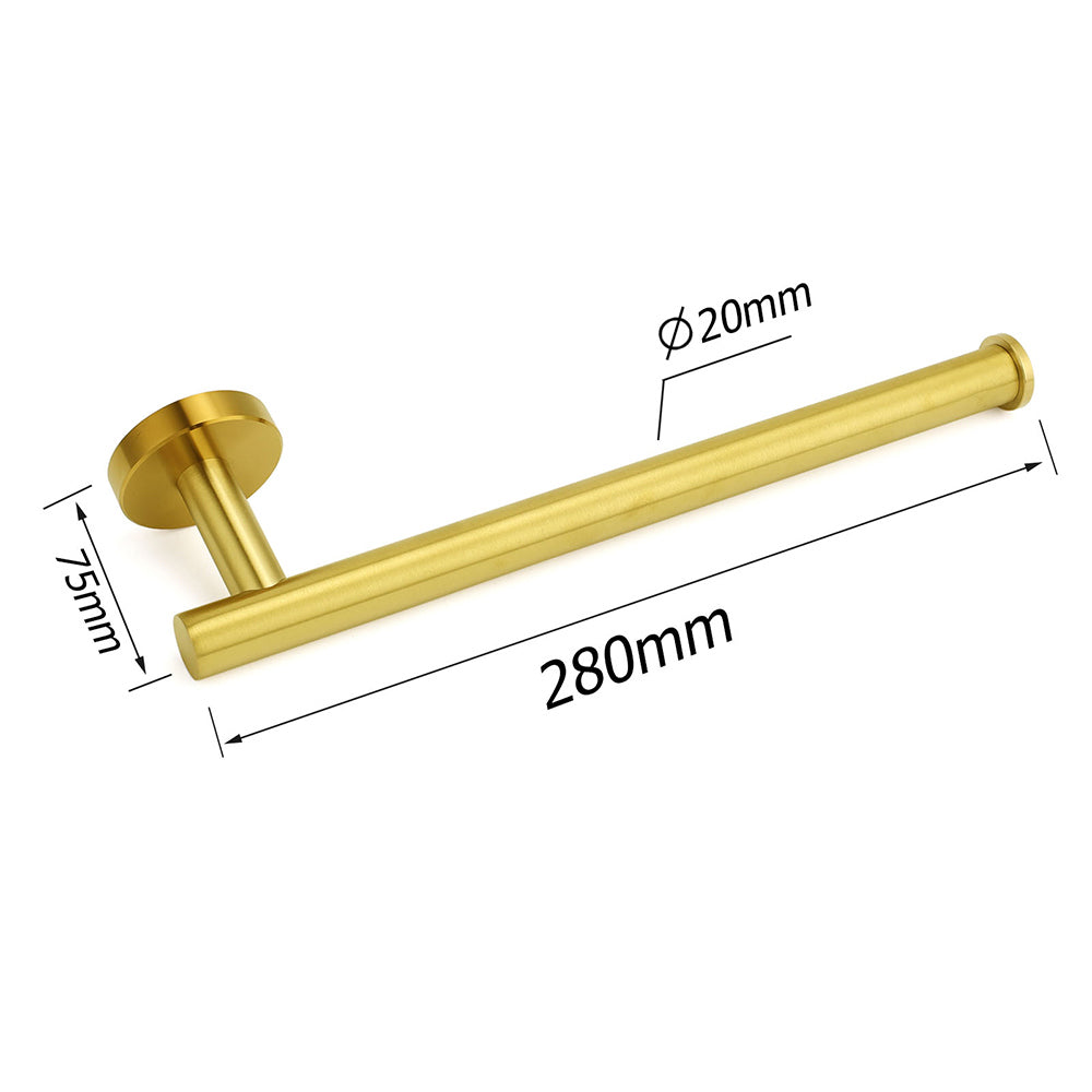 Bathroom Brushed Gold Round Towel Rack Holder Hook Clothes Hanger Wall Mounted
