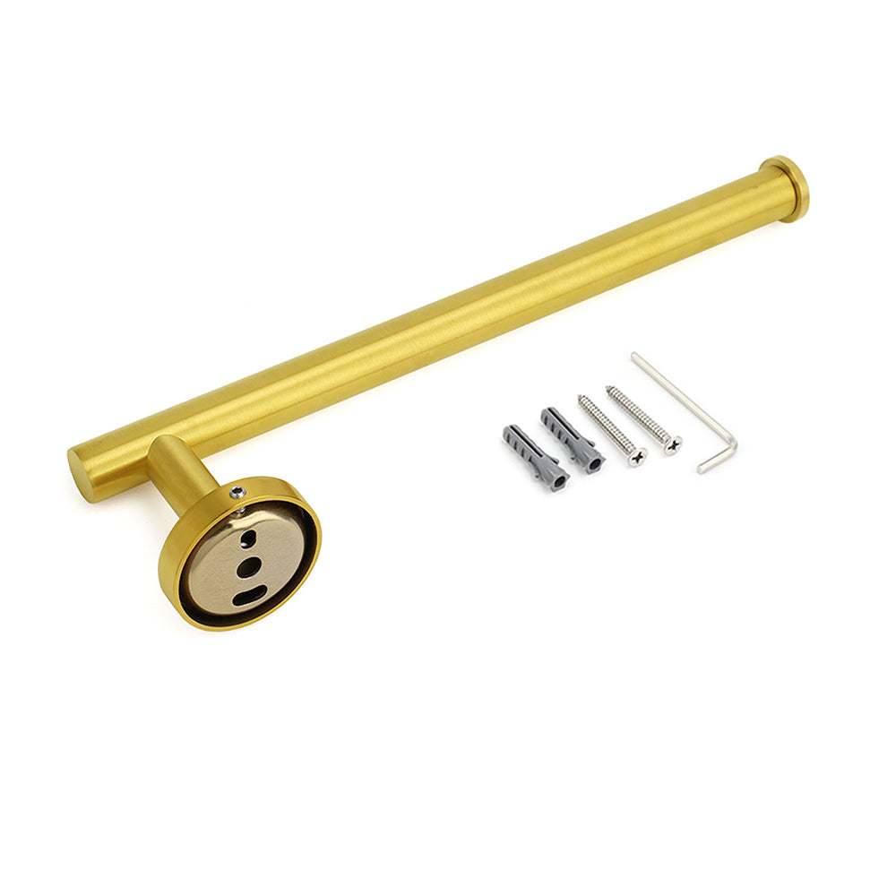 Bathroom Brushed Gold Round Towel Rack Holder Hook Clothes Hanger Wall Mounted