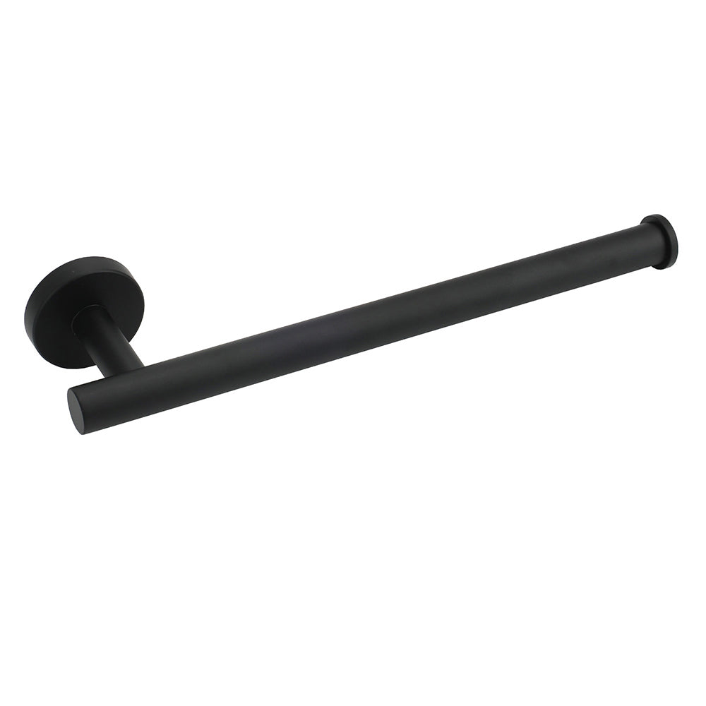 Bathroom Matt Black Round Towel Rack Holder Hook Clothes Hanger Stainless Steel