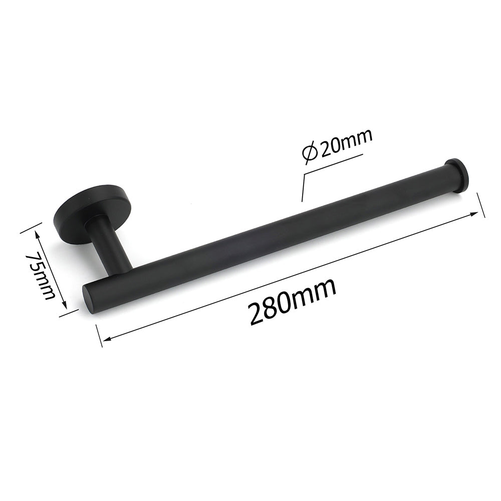 Bathroom Matt Black Round Towel Rack Holder Hook Clothes Hanger Stainless Steel