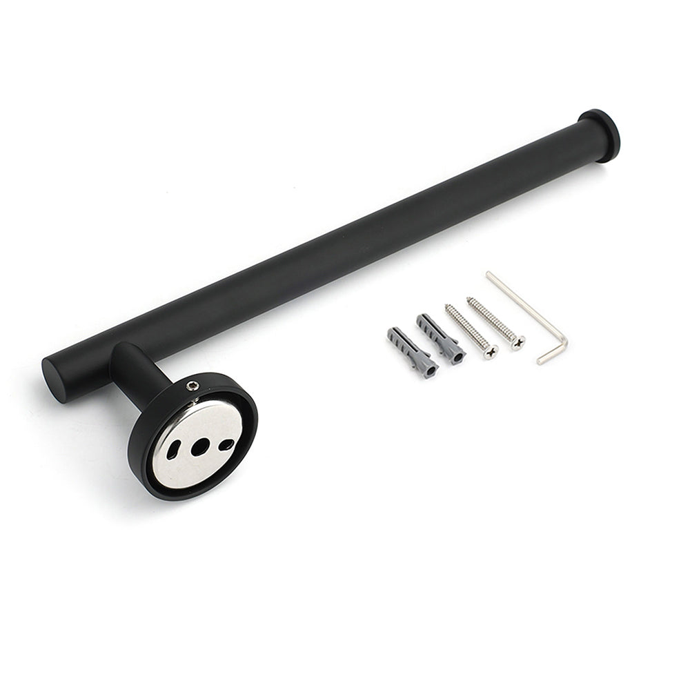 Bathroom Matt Black Round Towel Rack Holder Hook Clothes Hanger Stainless Steel