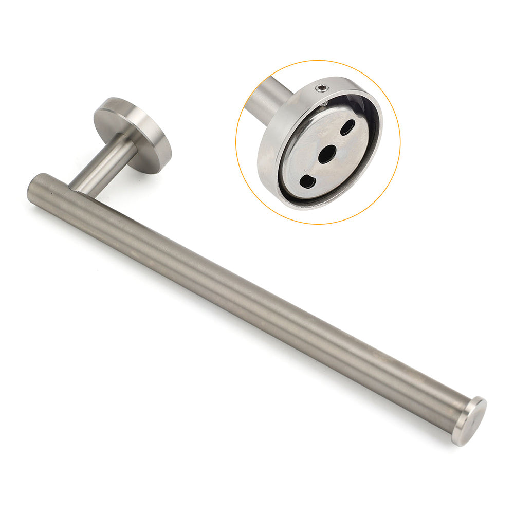 Brushed Nickel Round Towel Rack Holder Hook Clothes Hanger Bathroom Accessory