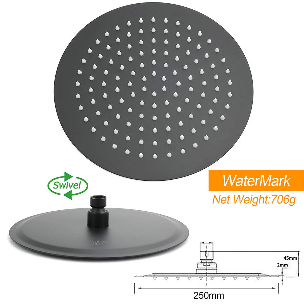 Dual Black Round Shower 10" Rain Head 3 Mode Handheld Sliding Rail Diverter Mixer Set