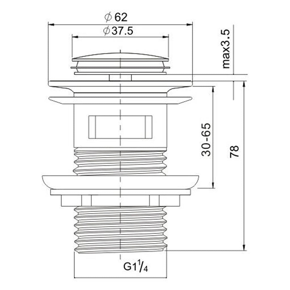 Brushed Gold 32mm Pop Up Push Waste Plug With Overflow Basin Sink Drain Outlet