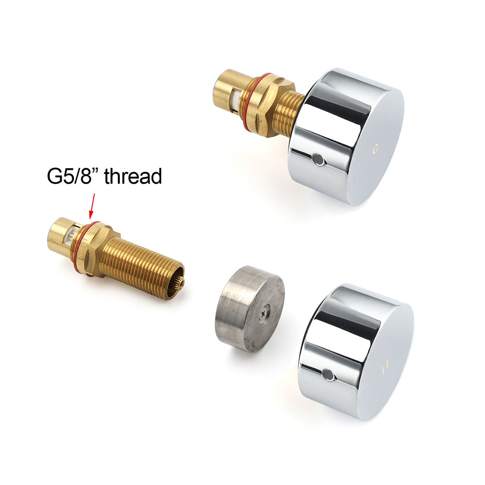 Polished Chrome Round 1/4 Turn Twin Shower Taps Set Hot Cold Water Switch Mixer