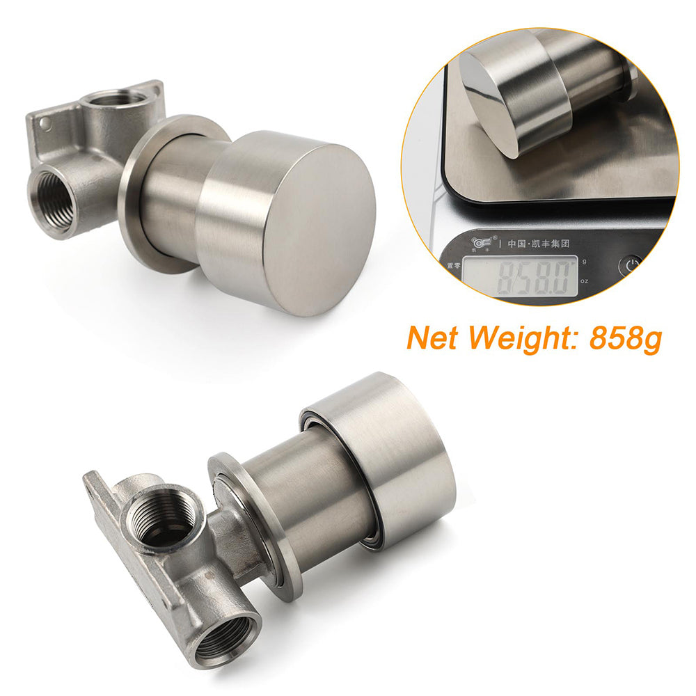 Brushed Nickel Bath Shower Mixer Round 1/4 Knob Hot Cold Tap Cartridge Spindle