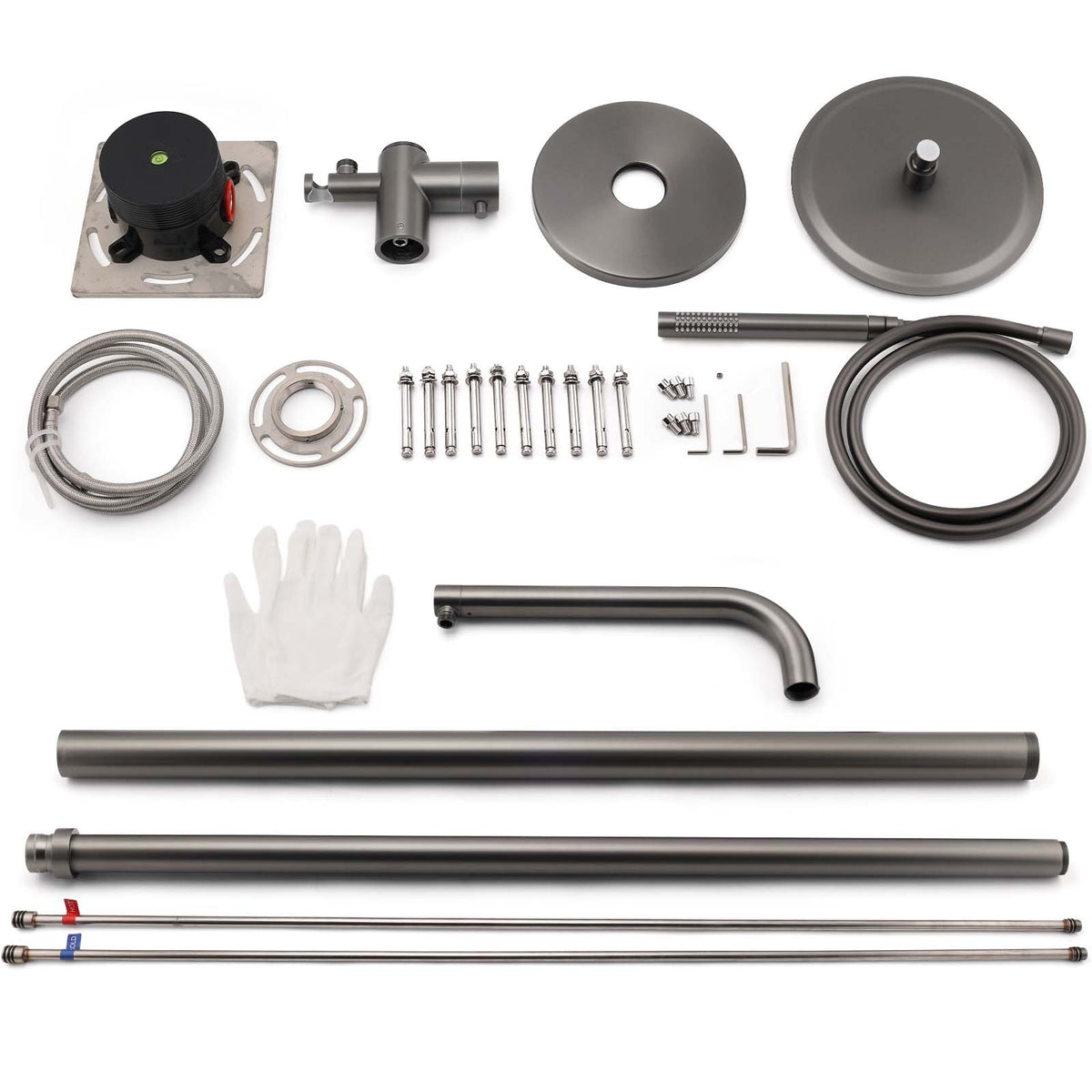 316 SUS WELS Gun Metal Twin Shower Handset Combo Outdoor Bath Rainfall 10" Head