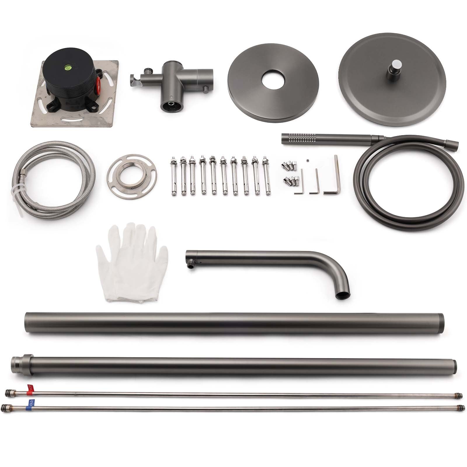 316 SUS WELS Gun Metal Twin Shower Handset Combo Outdoor Bath Rainfall 10" Head