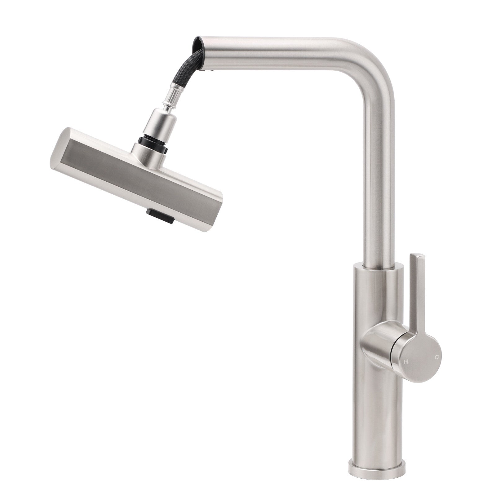 Brushed Nickel 3-Mode Kitchen Mixer Pull Out Down Sink Laundry Faucet Tap WELS