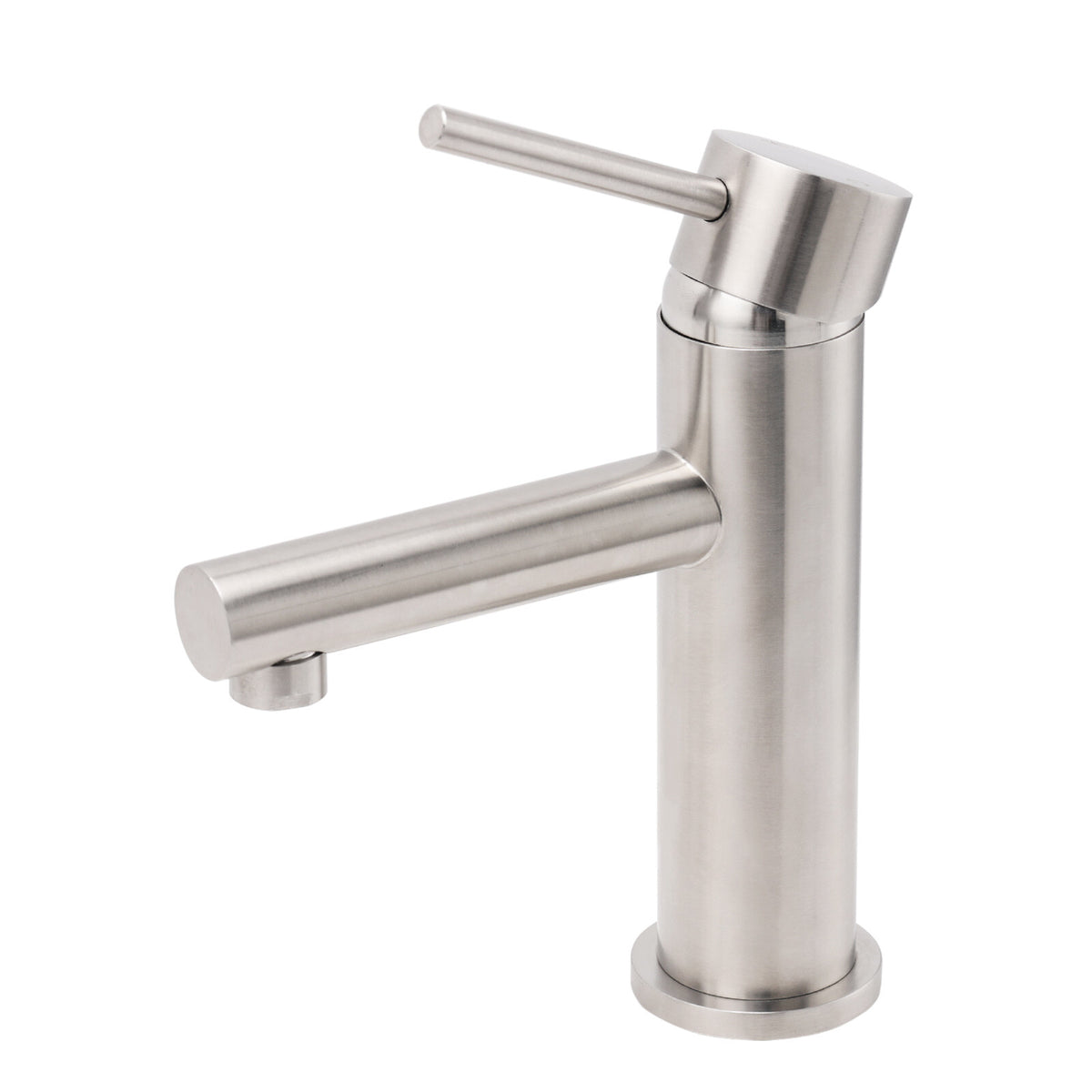 Brushed Nickel Basic Round Bathroom Basin Mixer Laundry Vanity Sink Faucet Tap