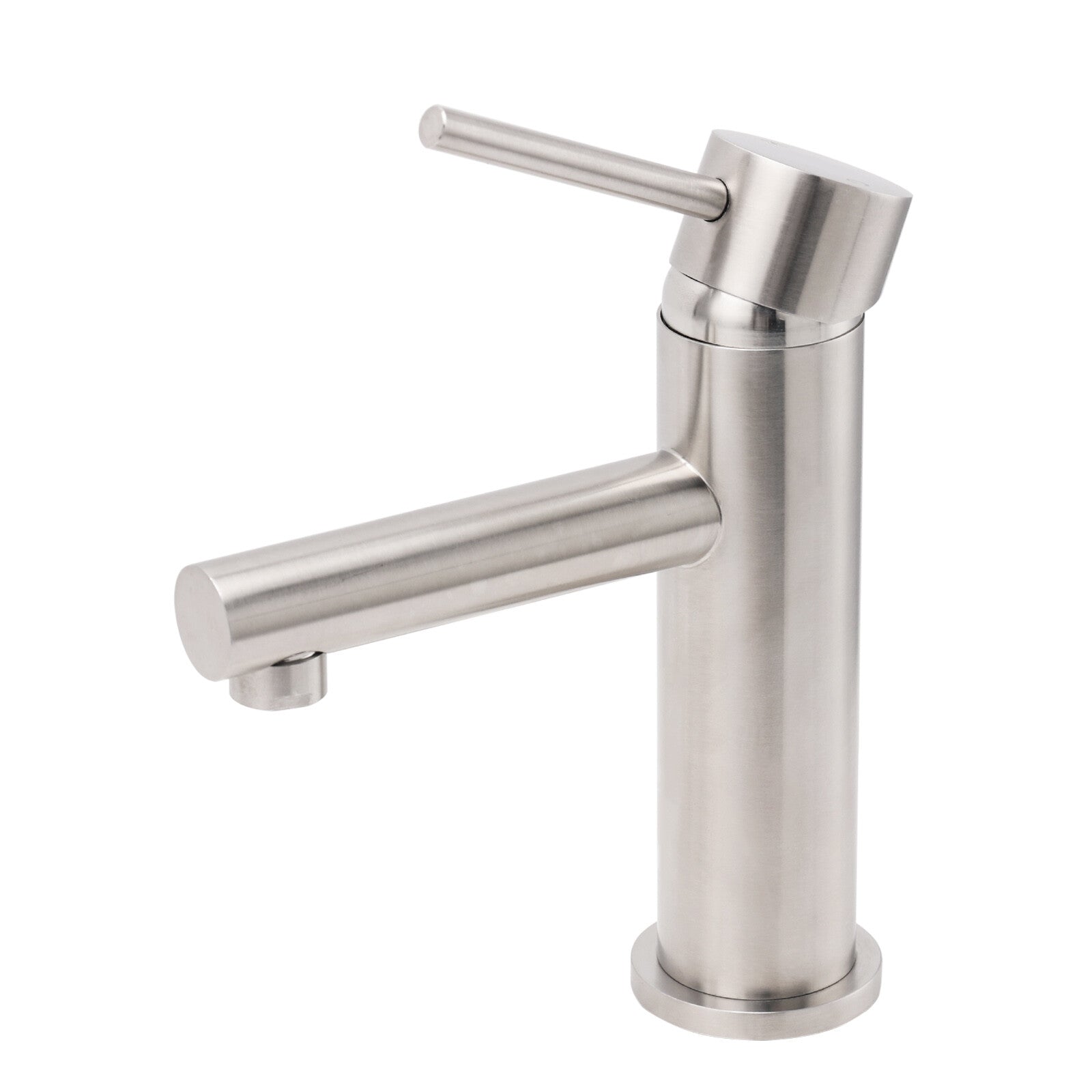 Brushed Nickel Basic Round Bathroom Basin Mixer Laundry Vanity Sink Faucet Tap