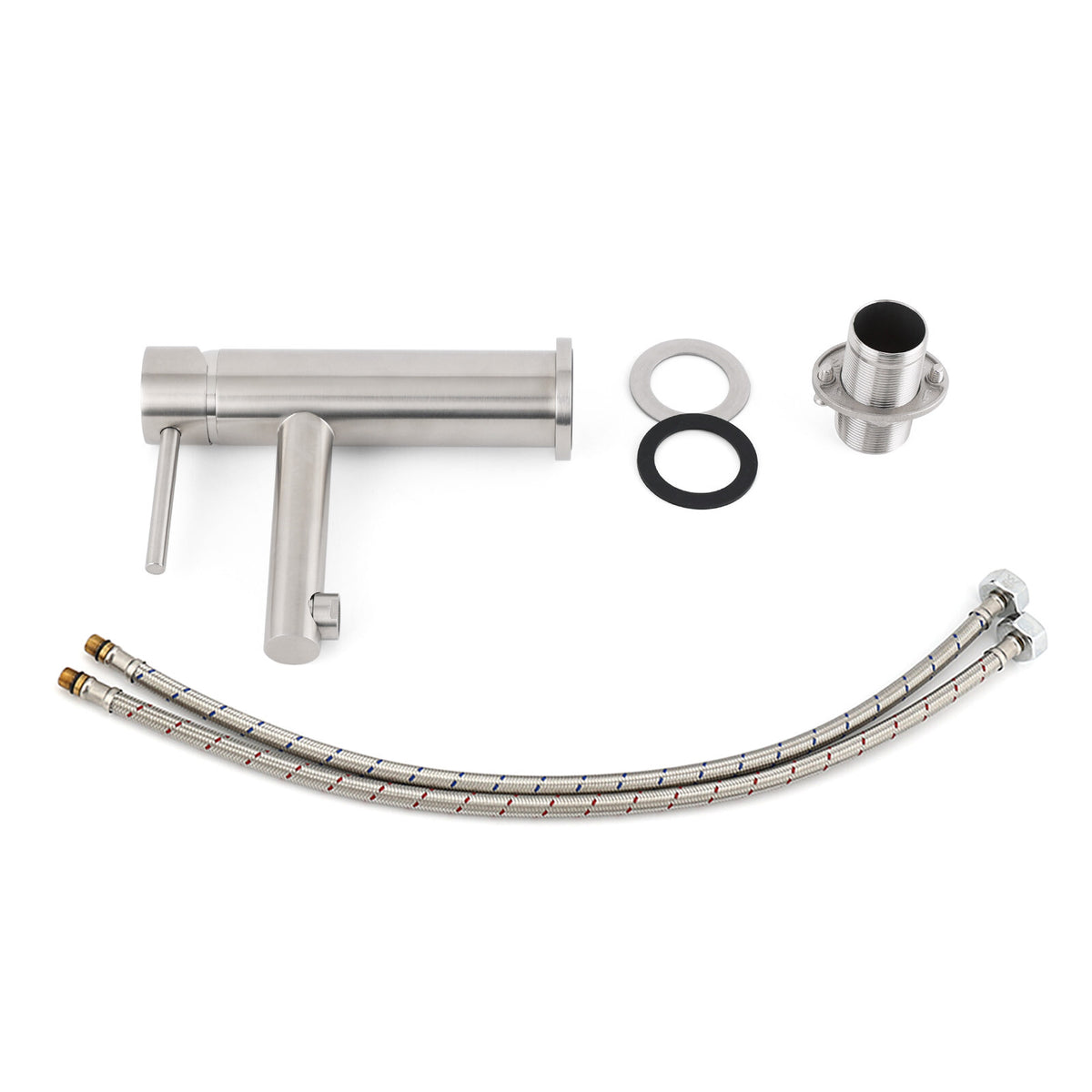 Brushed Nickel Basic Round Bathroom Basin Mixer Laundry Vanity Sink Faucet Tap