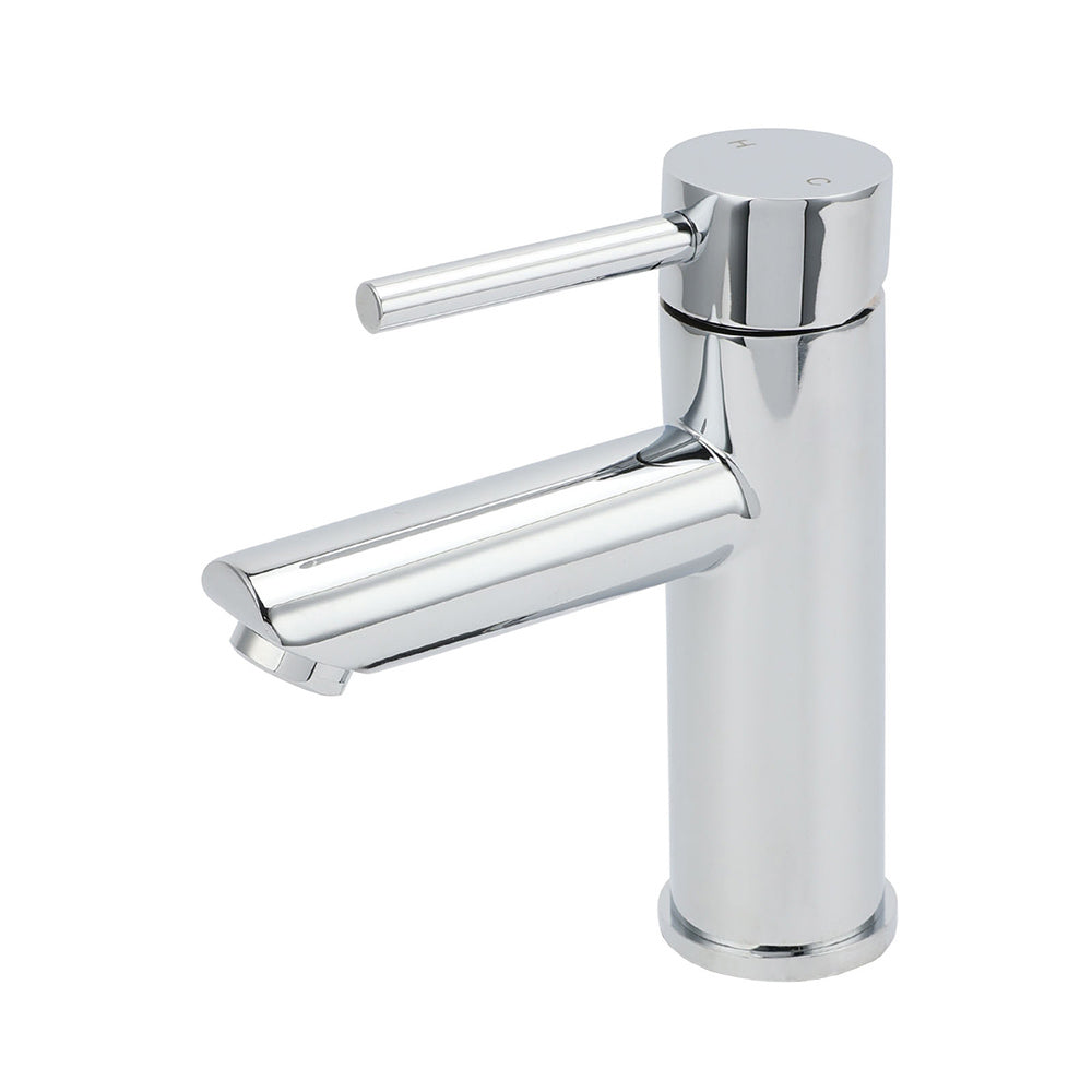 WELS Chrome Short Kitchen Laundry Round Basin Mixer Vanity Sink Faucet Tap Set