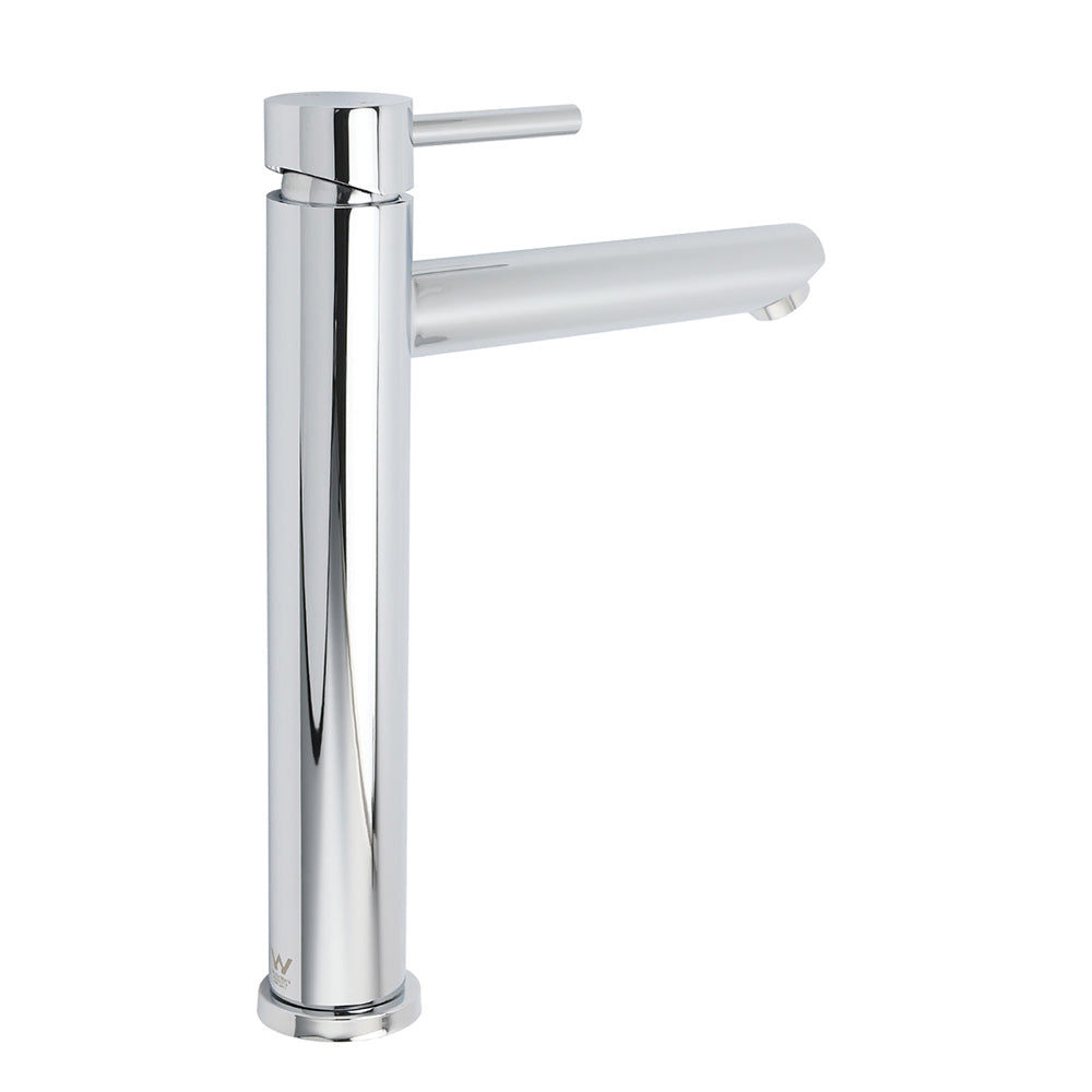 WELS 7.5L/m Round Tall Laundry Basin Mixer Vanity Sink Faucet Tap Polish Chrome