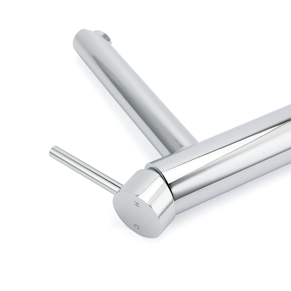 WELS 7.5L/m Round Tall Laundry Basin Mixer Vanity Sink Faucet Tap Polish Chrome