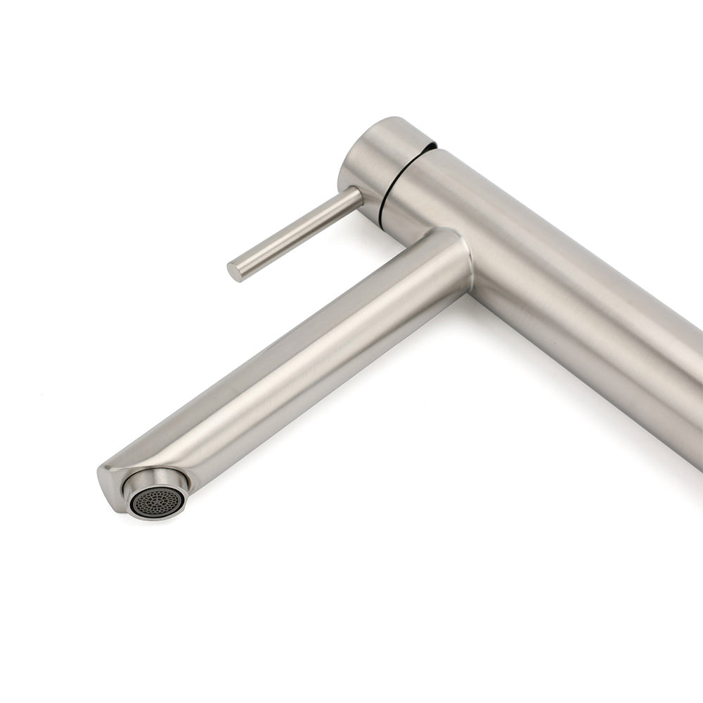 WELS Bathroom Laundry Round Basin Mixer Vanity Sink Faucet Tap Silver Brushed