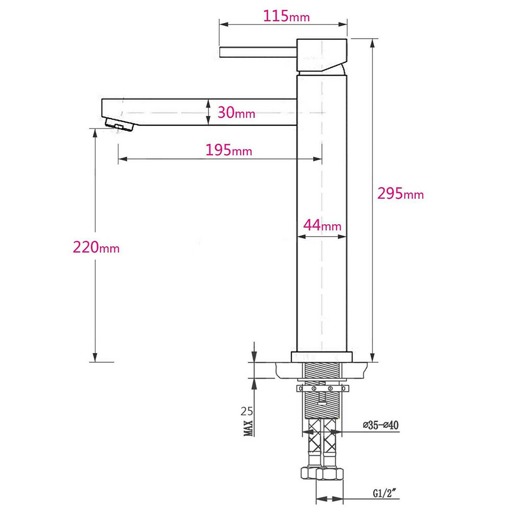 WELS Bathroom Laundry Round Basin Mixer Vanity Sink Faucet Tap Silver Brushed