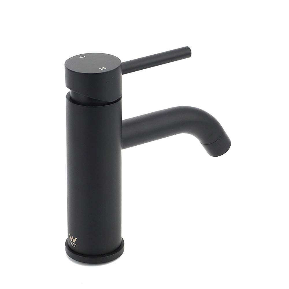 WELS Kitchen Laundry Round Standard Basin Mixer Vanity Sink Faucet Tap Black Set