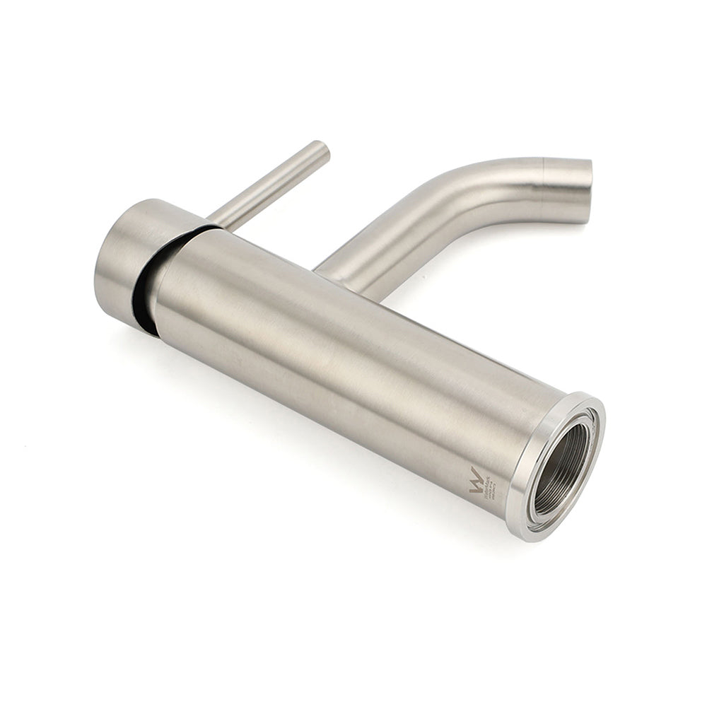 Brushed Nickel Round Curve Kitchen Laundry Basin Mixer Vanity Counter Top Faucet