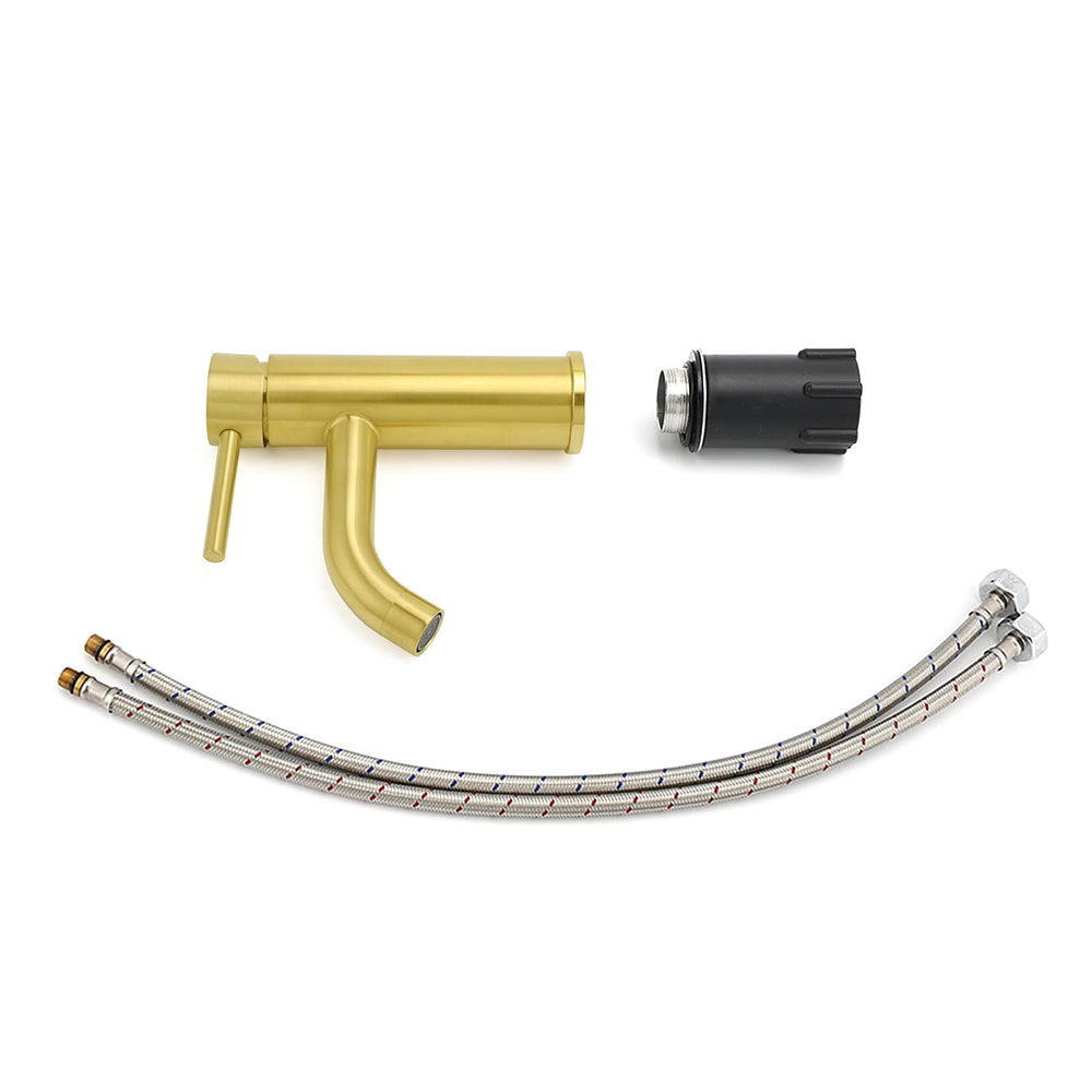 WELS Brushed Gold Kitchen Laundry Round Basin Mixer Vanity Sink Faucet Tapware