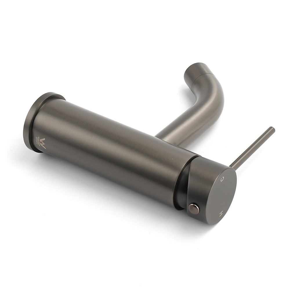 WELS Gun Metal Grey Kitchen Laundry Round Basin Mixer Vanity Sink Faucet Tap Set