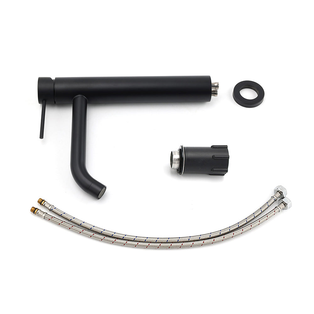Matt Black Tall Laundry Round Curve Spout Basin Mixer Vanity Sink Faucet Tapware