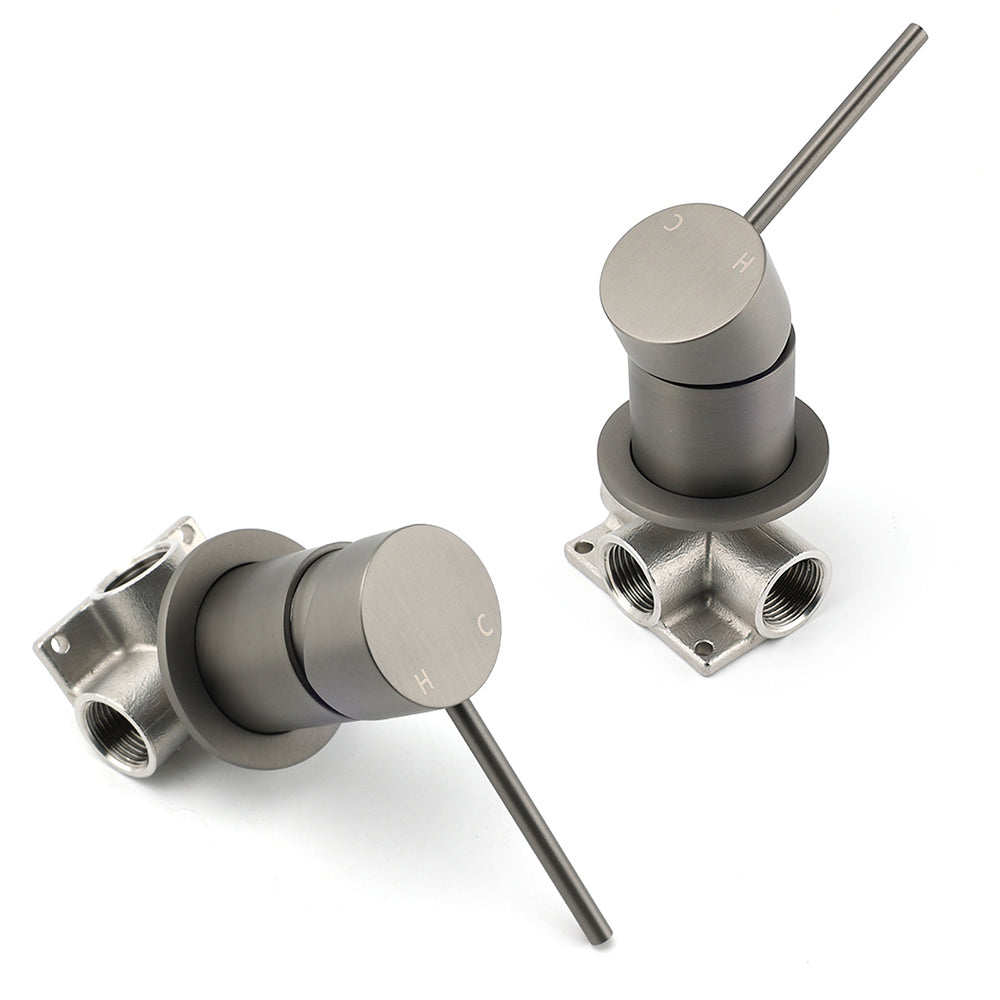 Gun Metal Round Small Face Wall Shower Mixer Hot Cold Bath Tap Valve Cartridge