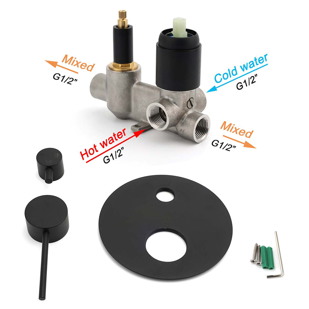 Stainless Steel Black Round Shower Mixer Diverter Lead Free Healthy For Bath Set