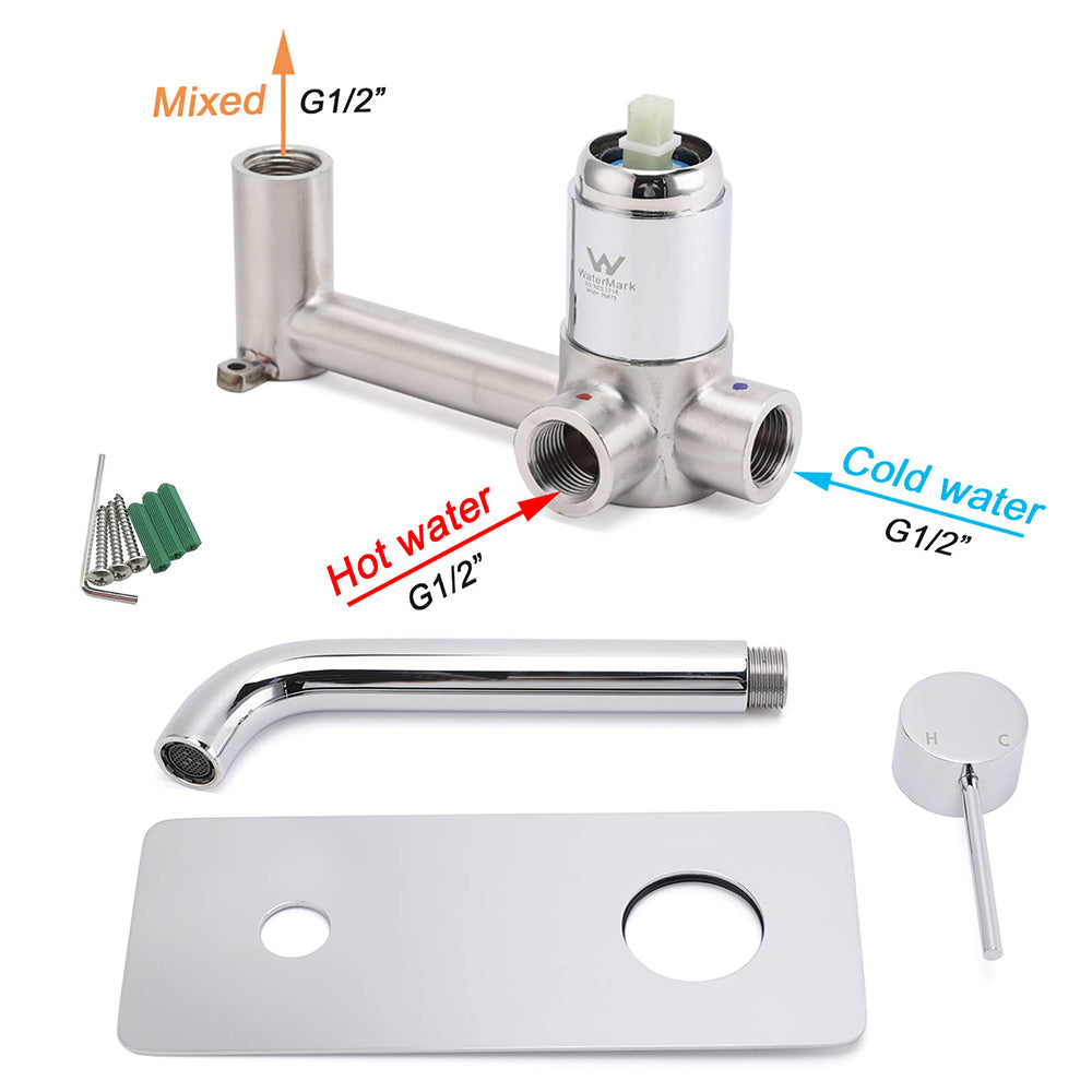 WELS Chrome Round Wall Mounted Basin Vanity Mixer Bath Tub Bubble Faucet Spout