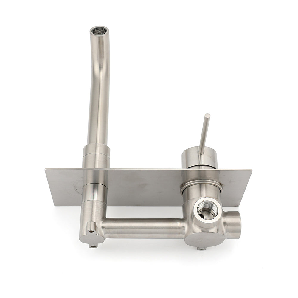 WELS Round Wall Mounted Basin Vanity Mixer Bath Tub Faucet Spout Brushed Nickel