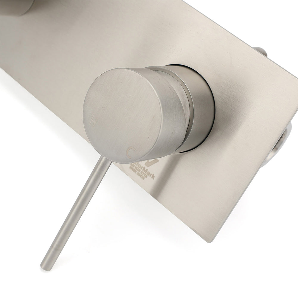 WELS Round Wall Mounted Basin Vanity Mixer Bath Tub Faucet Spout Brushed Nickel