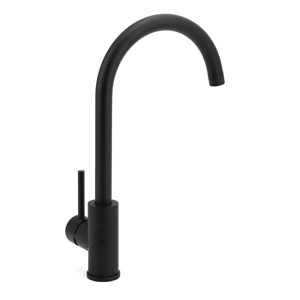 WELS Black Kitchen Sink Mixer Laundry Faucet Tapware 360° Swivel Gooseneck Spout