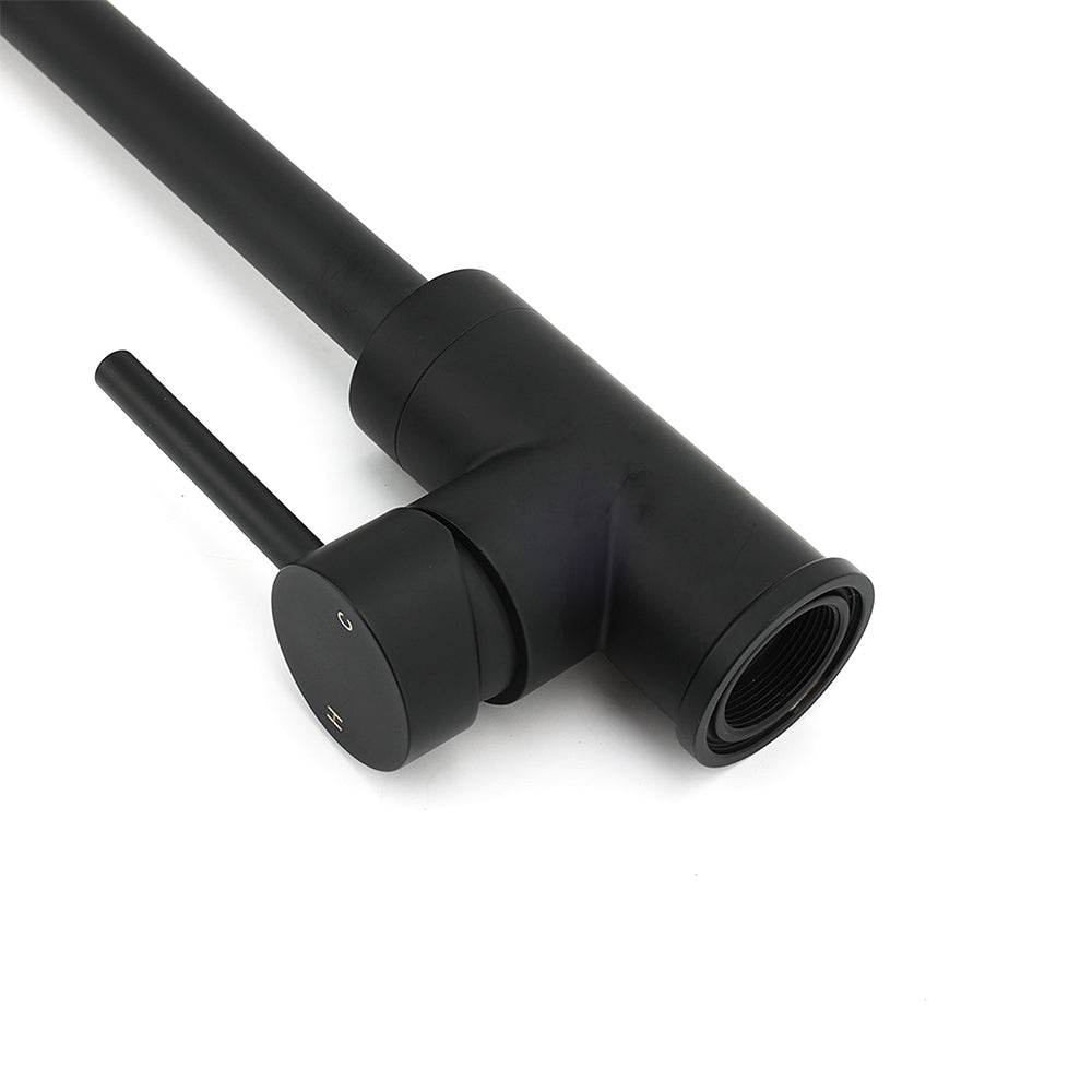 WELS Black Kitchen Sink Mixer Laundry Faucet Tapware 360° Swivel Gooseneck Spout